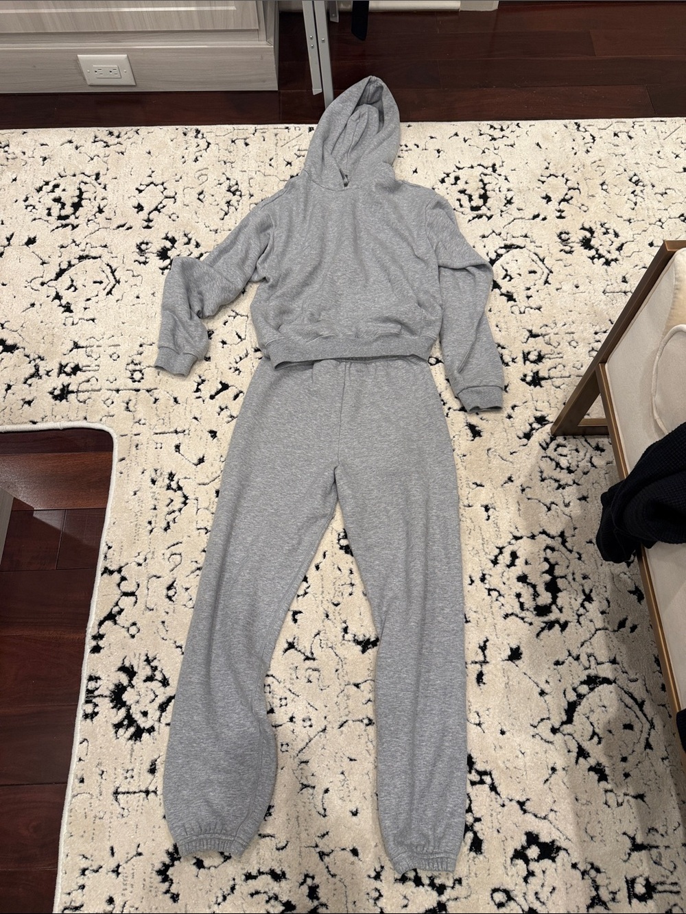 SKIMS Heather Gray Hooded Sweatshirt & Jogger Set